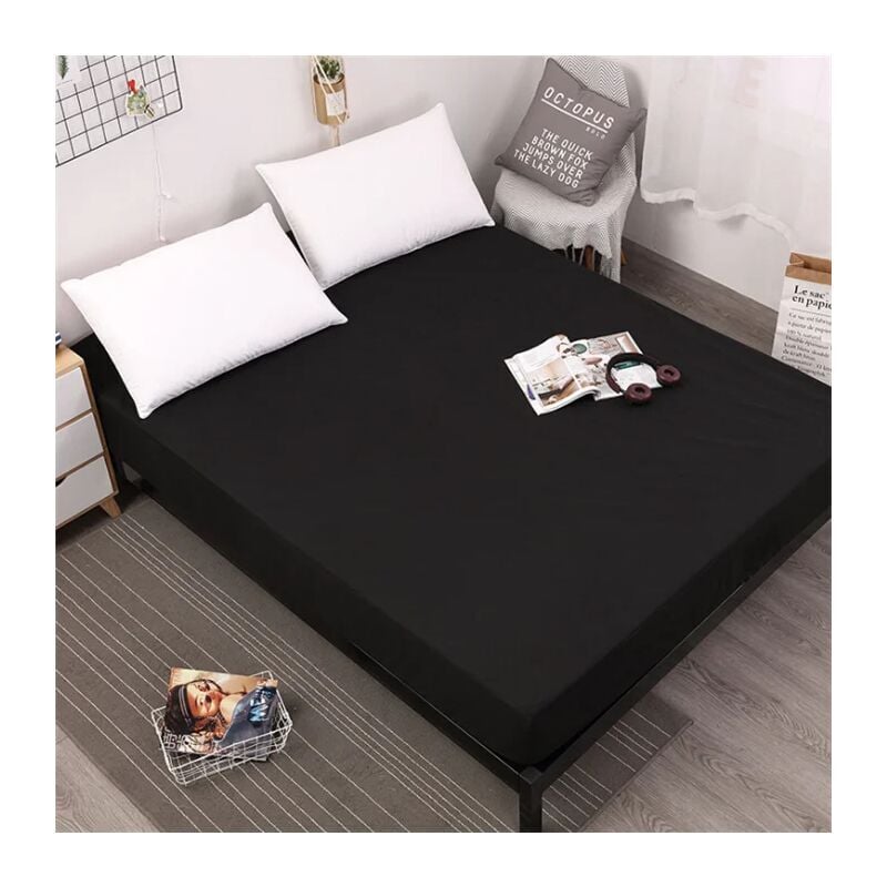Protège Matelas Imperméable - Alèse Respirante, Hypoallergénique, Anti-Acarien, Anti-Bactérien - Noir 80200cm