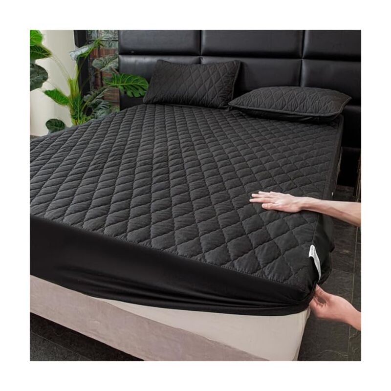 Protège-matelas imperméable extra doux avec poches profondes, couleur unie, motif géométrique, offre un confort de sommeil supplémentaire pour les