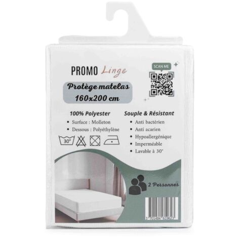 Protège matelas ultra imperméable, anti-acariens – Couvre matelas – Bonnet 30 cm - 200x160cm.