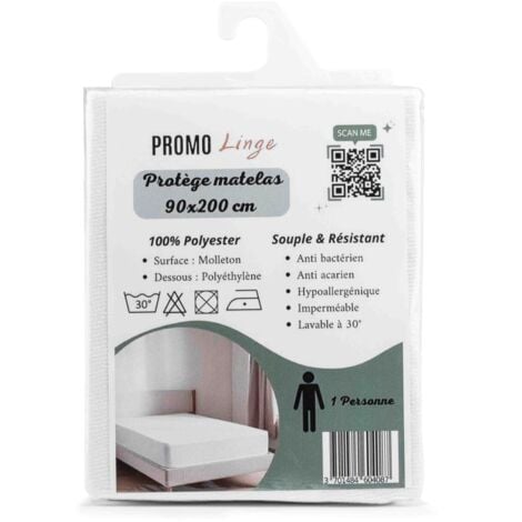 Protège matelas ultra imperméable, anti-acariens – Couvre matelas – Bonnet 30 cm - 200x90 cm.