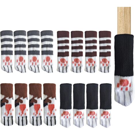 Protège-Pieds de Chaise 16 Pièces - Chaussettes pour Meubles Anti-Rayures et Anti-Bruit avec Motifs Pattes de Chat, pour Pieds Ronds, Carrés, Ovales - Protection Sol Parquet, Stratifié, Carrelage