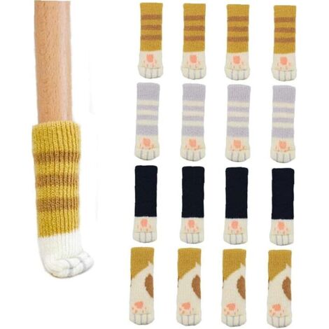 Protège-pieds de table à motifs de pattes de chat, 16 pièces, chaussettes tricotées pour chaises et meubles