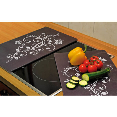 Protège plaques de cuisson 3 en 1, motif décoratif, 52 x 30 cm, lot de 2