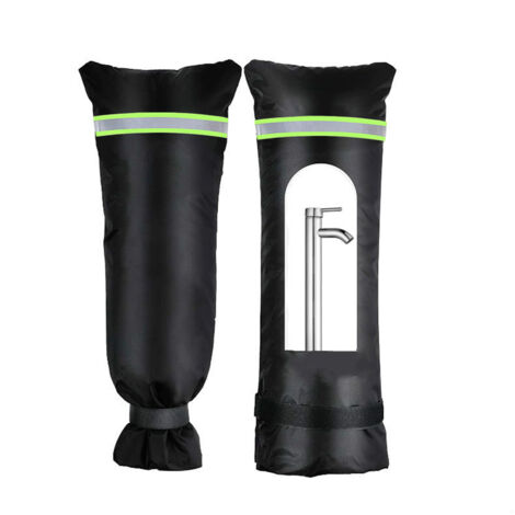 Protège-Robinet Extérieur pour le Gel en Oxford 420D avec Bande Réfléchissante, Sac et 2 Tailles (63x33cm/70x38cm), Noir, 1 Pièce