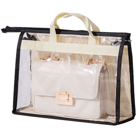 [Protège-Sac Housse de Protection] Sans Marque M Sac Organisateur à Fermeture Transparent PVC Respirant avec Hanger pour Rangement Armoire Beige
