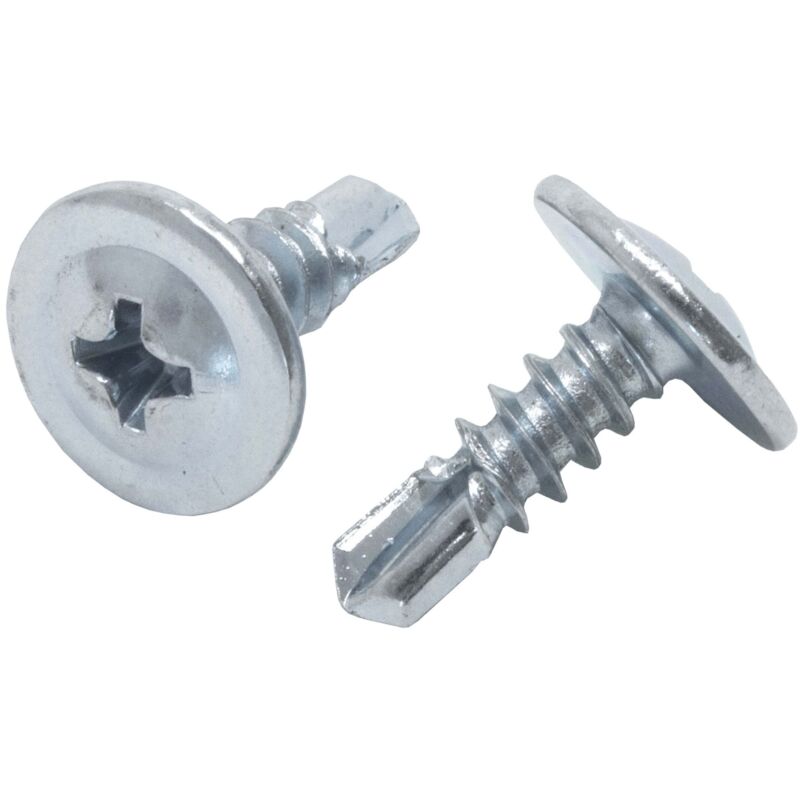 Vis à tôle à tête plate, empreinte cruciforme 1000 pièces, vis argent pour cloisons sèches, montage de profilés de plafond, Made in Germany - 4,2 x