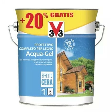 V33 Protettivo Completo Legno Acqua-Gel Colore Noce Medio 2,5 litri