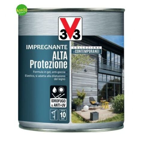 V33 Protettivo Completo Legno Alta Protezione Esterno Interno Persiane Finestre - Colore: Argento - Formato: 0,75 Lt