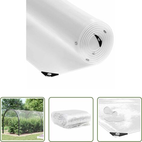 Protezione da pioggia -  Telone Trasparente con Occhielli 5x12 m in PVC