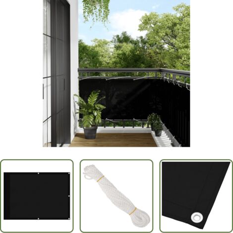 Protezione da sole -  Paravento da Balcone Nero 75x1000 cm 100% Poliestere Oxford