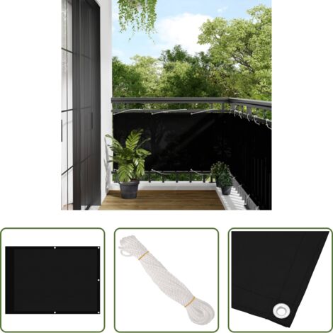 Protezione da sole -  Paravento da Balcone Nero 75x800 cm 100% Poliestere Oxford