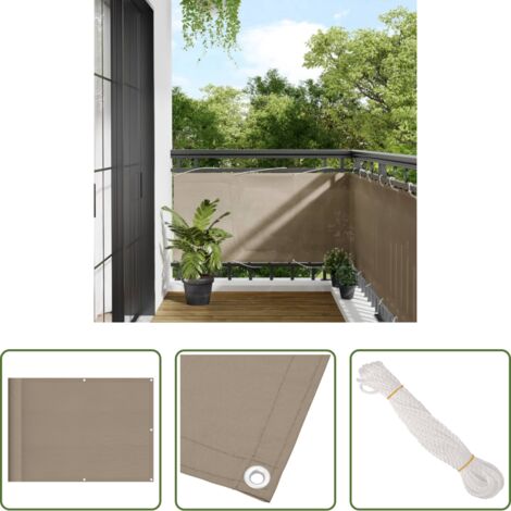 Protezione da sole -  Paravento da Balcone Tortora 75x700 cm 100% Poliestere Oxford