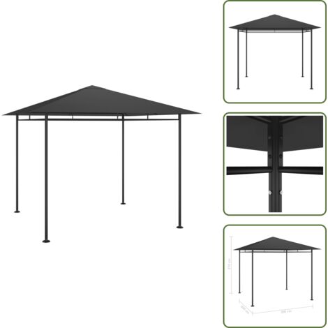 Protezione da sole - vidaXL Gazebo 3x3x2,7 m Antracite 180 g/m² - Protezione da pioggia