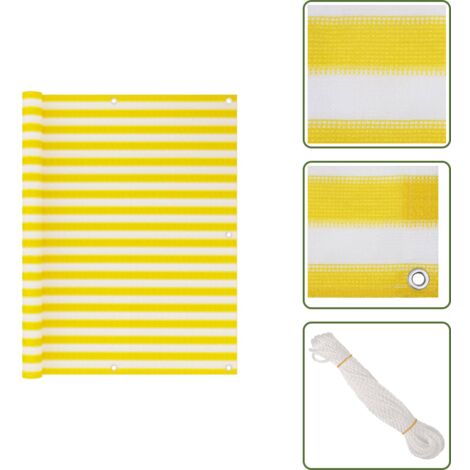 Protezione da sole - vidaXL Paravento da Balcone Giallo e Bianco 120x600 cm in HDPE - Schermo in HDPE