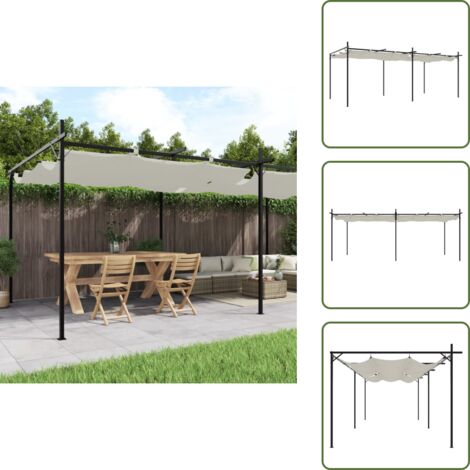 Protezione dai raggi UV - vidaXL Pergola con Tetto Retrattile Crema 589x292x230 cm - Pergola da giardino