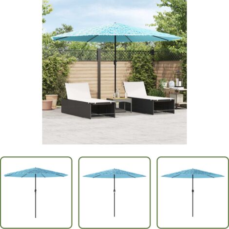 Protezione dal sole -  Ombrellone Giardino con Palo in Acciaio Blu 388x388x248 cm