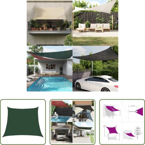 Protezione dal sole -  Vela Parasole 160 g/m² Verde Scuro 3/4x3 m in HDPE