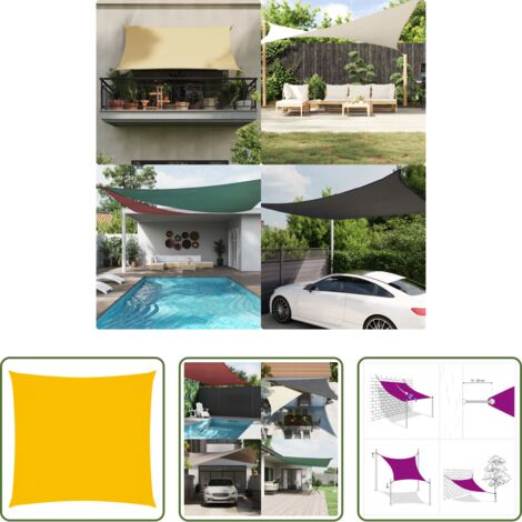 Protezione dal sole -  Vela Parasole in Tessuto Oxford Quadrata 3,6x3,6 m Gialla