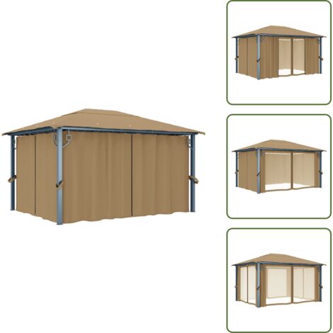 Protezione dal sole - vidaXL Gazebo con Tenda 400x300 cm Grigio Talpa in Alluminio - Tende laterali