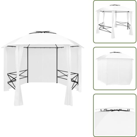 Protezione dal sole - vidaXL Gazebo da Giardino con Tende 360x312x265 cm Bianco 180 g/m² - Design moderno