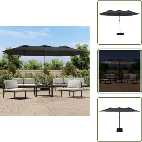 Protezione dal sole - vidaXL Ombrellone a Doppia Testa con LED Antracite 449x265 cm - Poliestere anti UV