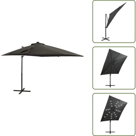 Protezione dal sole - vidaXL Ombrellone a Sbalzo con Palo e Luci a LED Antracite 250 cm - Ombrellone con luci