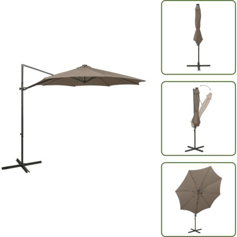 Protezione dal sole - vidaXL Ombrellone a Sbalzo con Palo e Luci a LED Tortora 300 cm - Ombrellone con luci