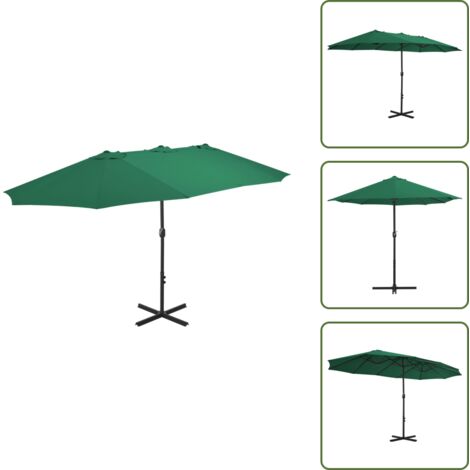 Protezione dal sole - vidaXL Ombrellone da Esterni con Palo in Alluminio 460x270 cm Verde - Ombrellone con manovella