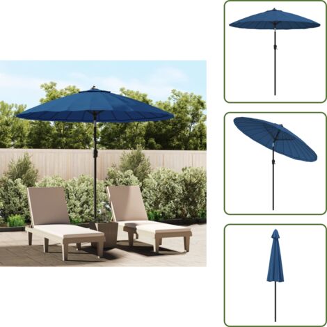 Protezione dal sole - vidaXL Ombrellone da Giardino con Palo in Alluminio 270 cm Azzurro - Ombrellone anti UV