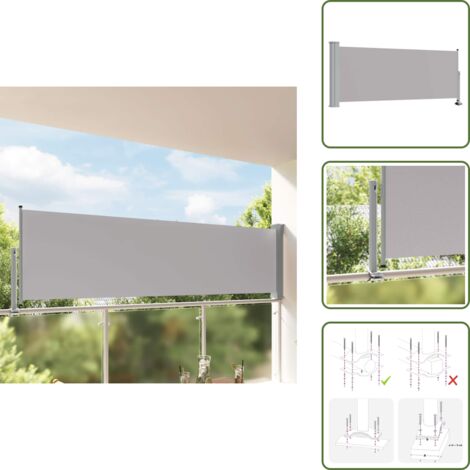 Protezione dal sole - vidaXL Tenda da Sole Laterale Retrattile 100 x 300 cm Grigia - Protezione dal vento