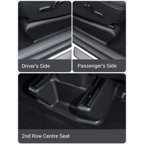 Protezione inferiore per sedile Tesla Model Y in TPE, coprisedile scorrevole anti-calcio, coprisedile per base sedile per Model Y 2021-2024 Accessori interni Nero (3 pezzi)