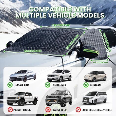 Protezione invernale per parabrezza, copertura per parabrezza auto, protezione universale pieghevole contro gelo e neve, raggi UV, polvere e pioggia, copertura per parabrezza per auto e SUV (nero)