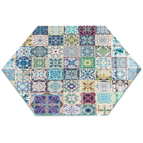 Protezione Pavimento Piastra In Vetro Temperato Per Camino Vetro Protettivo Resistente Per Camino Motivo a mosaico su piastrelle h40 cm