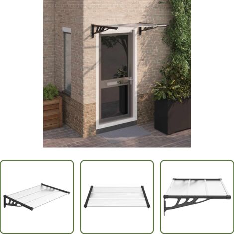 Protezione porta -  Tettoia per Porta Nero e Trasparente 122x90 cm in Policarbonato