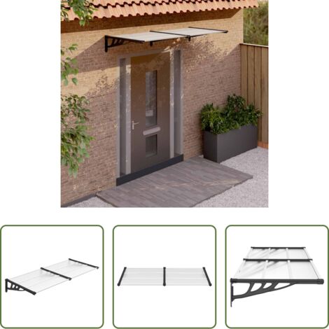 Protezione porta -  Tettoia per Porta Nero e Trasparente 199x90 cm in Policarbonato