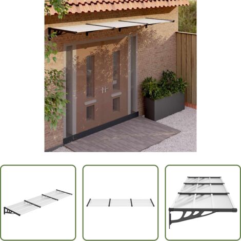 Protezione porta -  Tettoia per Porta Nero e Trasparente 297,5x90 cm Policarbonato
