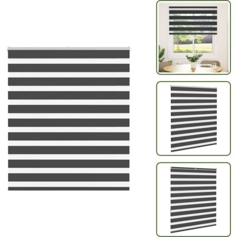 Protezione solare - vidaXL Tenda a Rullo Zebra Nero Larghezza Tessuto 130,9 cm Poliestere - Tenda per finestra
