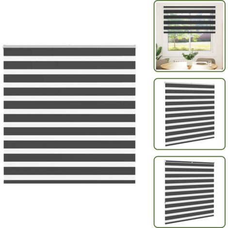 Protezione solare - vidaXL Tenda a Rullo Zebra Nero Larghezza Tessuto 145,9 cm Poliestere - Tenda per finestra