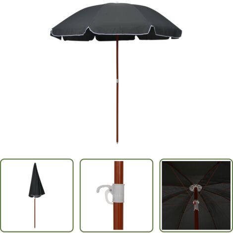 Protezione UV -  Ombrellone da Giardino con Palo in Acciaio 240 cm Antracite