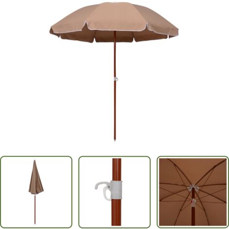 Protezione UV -  Ombrellone da Giardino con Palo in Acciaio 240 cm Tortora