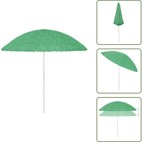 Protezione UV - vidaXL Ombrellone da Spiaggia Hawaii Verde 300 cm - Ombrellone anti-UV
