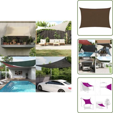 Protezione UV - vidaXL Vela Parasole 160 g/m² Marrone 2x3 m in HDPE - Ombrellone in polietilene