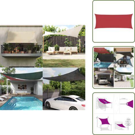 Protezione UV - vidaXL Vela Parasole 160 g/m² Rossa 2x5 m in HDPE - Ombrellone da terrazza