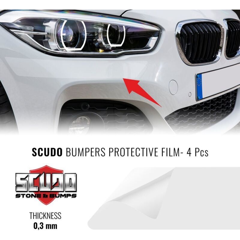 Protezioni Adesive, Paraurti Auto Scudo Bumpers, 7.5 x 45 cm, Spessore 0.3 mm
