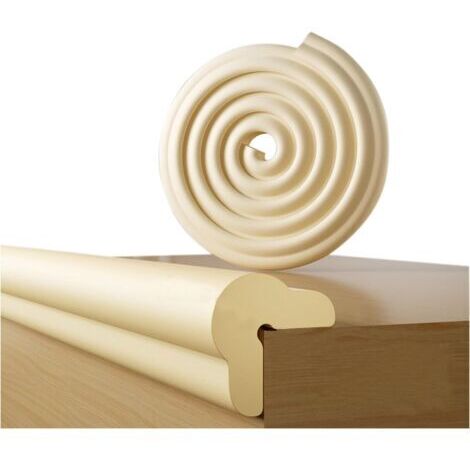 Protezioni in schiuma per bordi e angoli, striscia di sicurezza da 2 m per tavoli e cuscini angolari, per mobili e lettini per bambini – Adesivo antiurto (Beige)