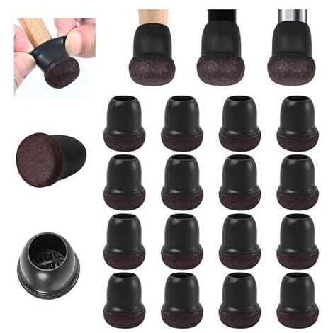 Protezioni per gambe di sedie, confezione da 16 piccole protezioni per pavimenti in feltro di silicone nero (XS), coprigambe per sedie, tappi in gomma per gambe di sedie, silenziose