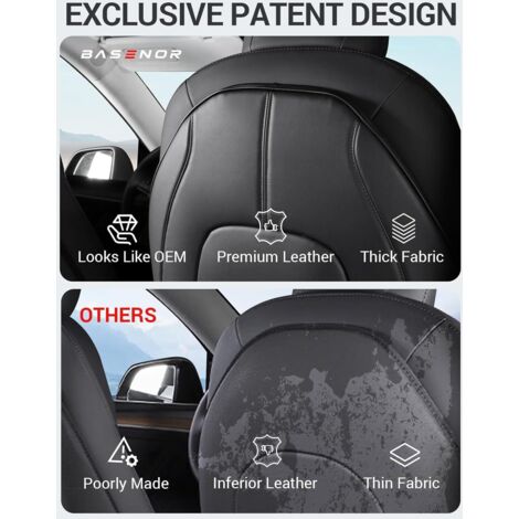 Protezioni per schienale sedili in pelle per bambini Tesla Model 3/Y/S/X, confezione da 2 - Organizer extra - A prova di tasca - Resistenti all'acqua e ai graffi - Nero