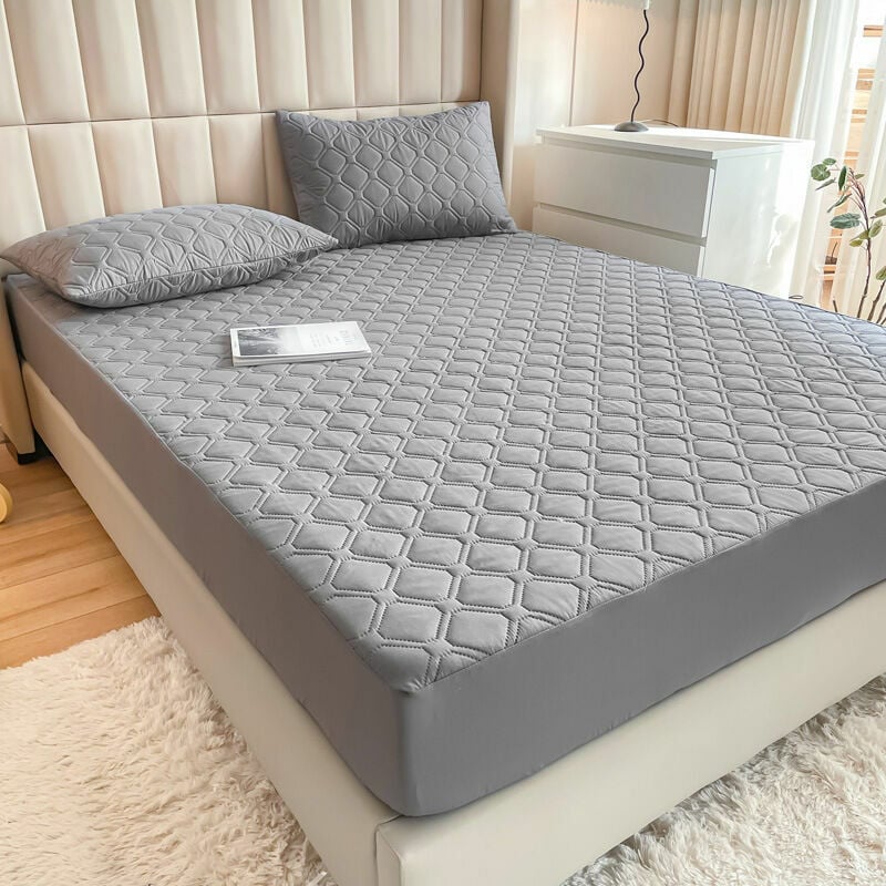 Protège Matelas Imperméable Bonnet Rabat 20-30cm Souple et silencieuse Protège Matelas pour Lit Adulte et Enfant Gris (90 x 200 cm)
