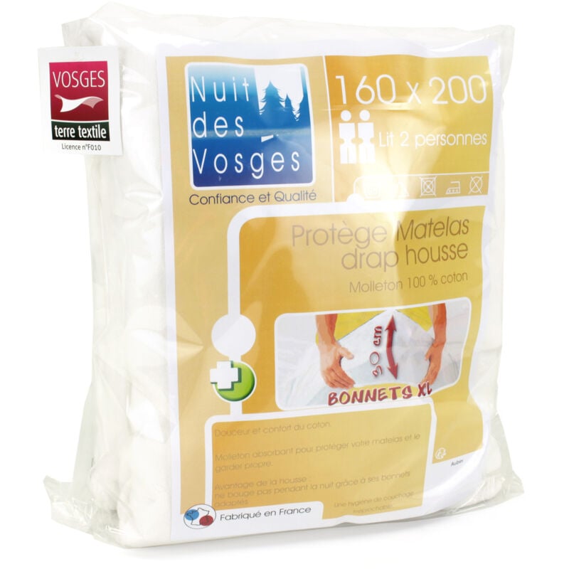 Linnea - Protège matelas molleton aubin Bonnet de 30 cm 160x200 cm
