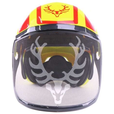 PROTOS® Casque forestier/casque de protection KOX Edition avec protection auditive et visière Integral Forest Jaune fluo/Rouge OneSize